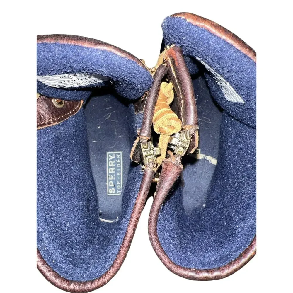 Sperry Duck Boots Womens 7 Saltwater Waterproof Sts91175 Blue Rubber Zip Lace Up